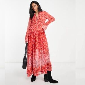 Free People Red Floral Maxi Dress